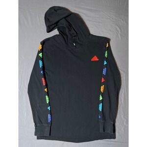 Adidas Youth M 10/12 Black Hoodie Rainbow Logo Sleeves Cotton‎ Pride Pullover